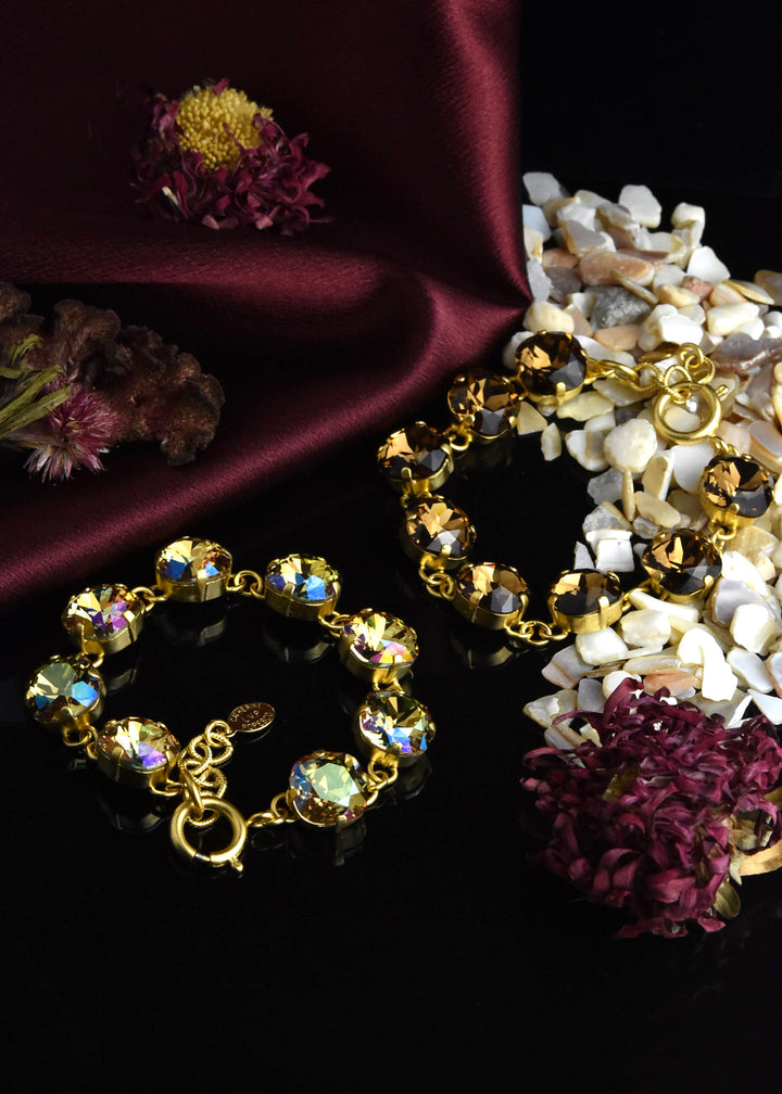 Oversize Crystal Bracelet in Gold Plate