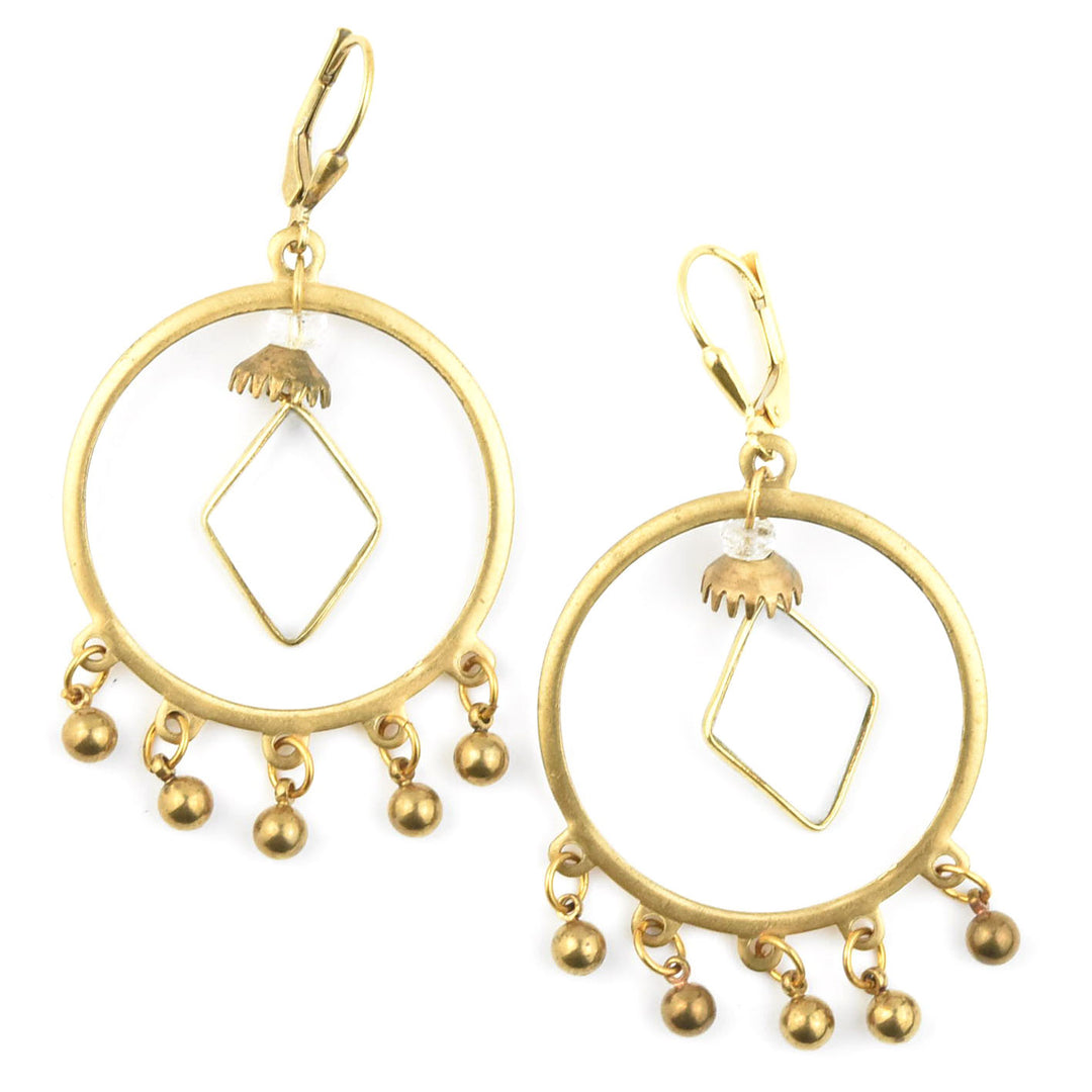 Crystal and Brass Statement Earrings