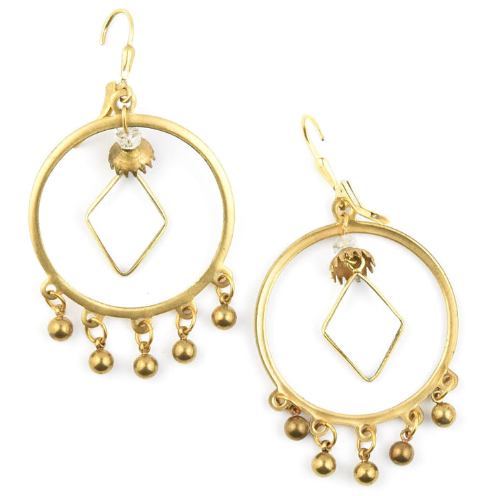 Crystal and Brass Statement Earrings