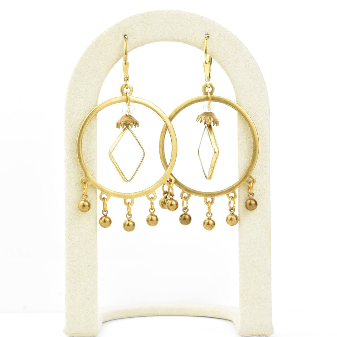 Crystal and Brass Statement Earrings