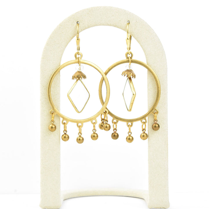 Crystal and Brass Statement Earrings
