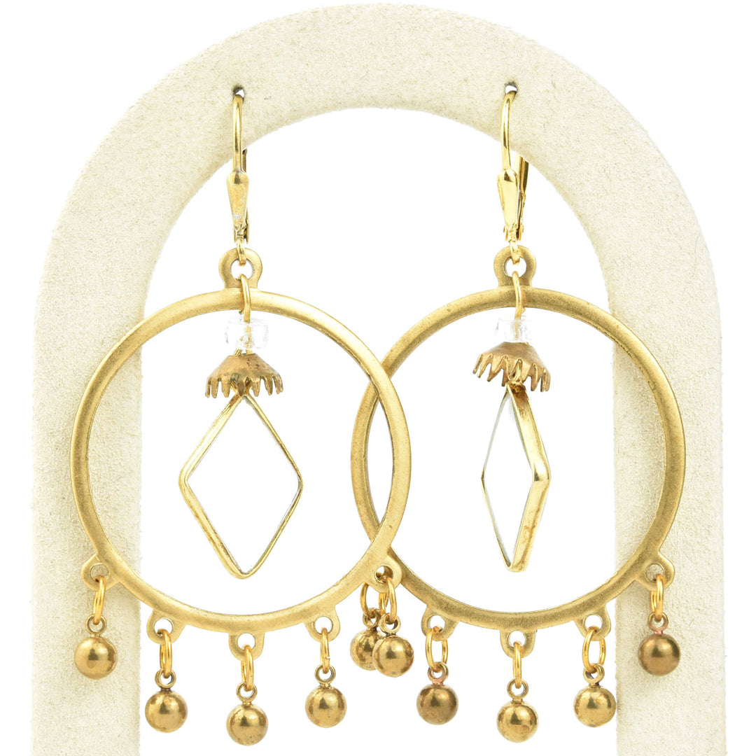 Crystal and Brass Statement Earrings