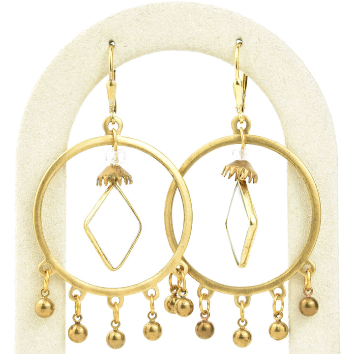 Crystal and Brass Statement Earrings