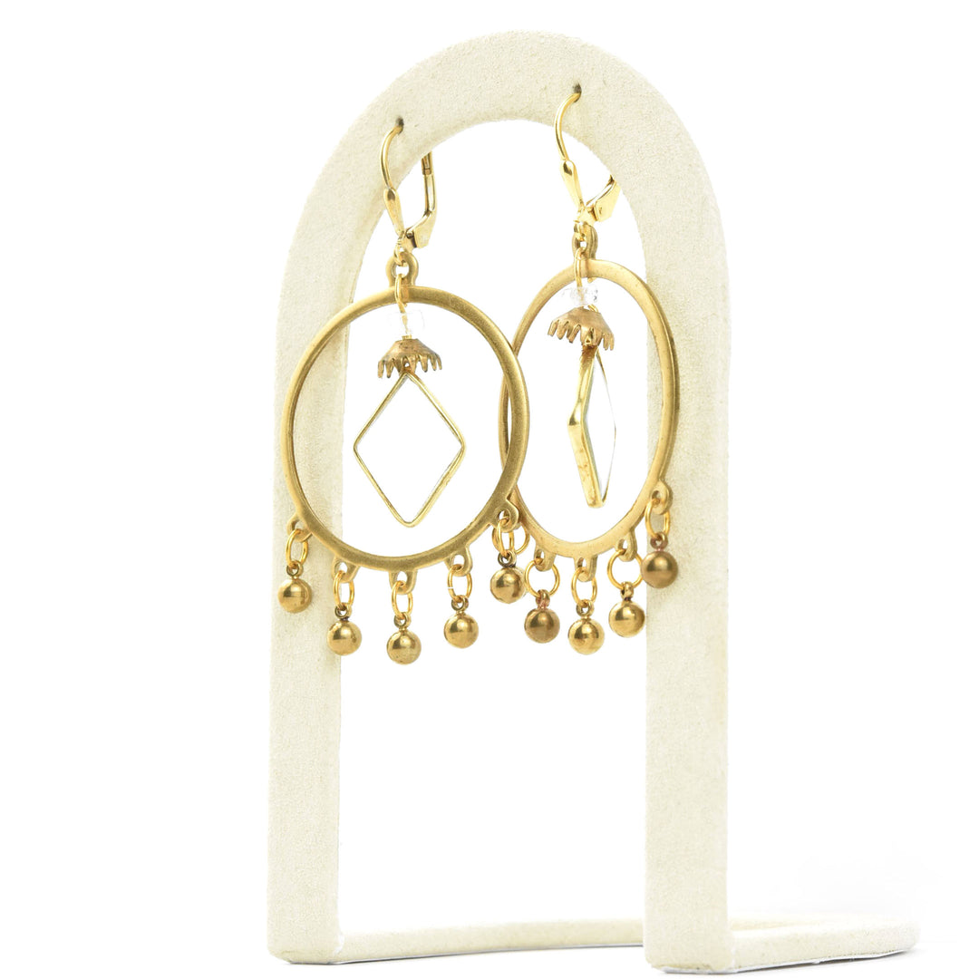 Crystal and Brass Statement Earrings