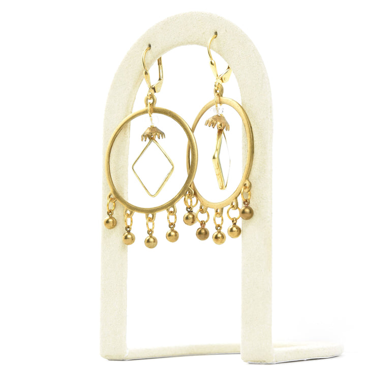 Crystal and Brass Statement Earrings