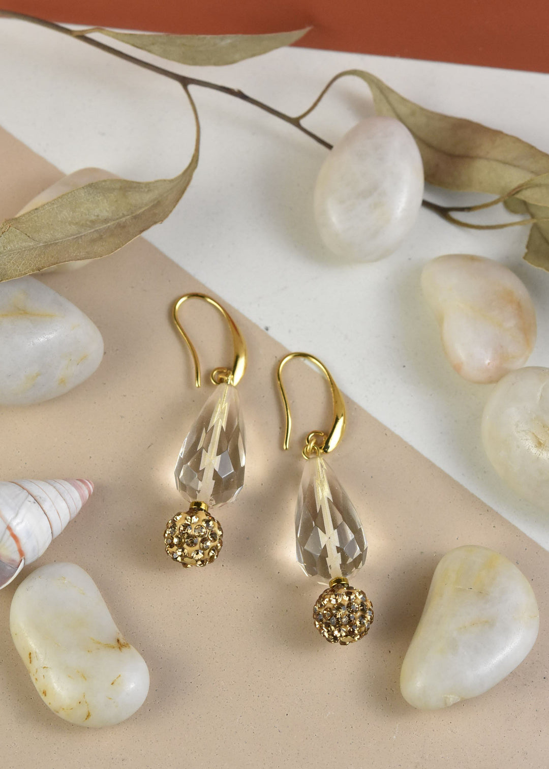 Crystal & Topaz Glass Earrings - Goldmakers Fine Jewelry