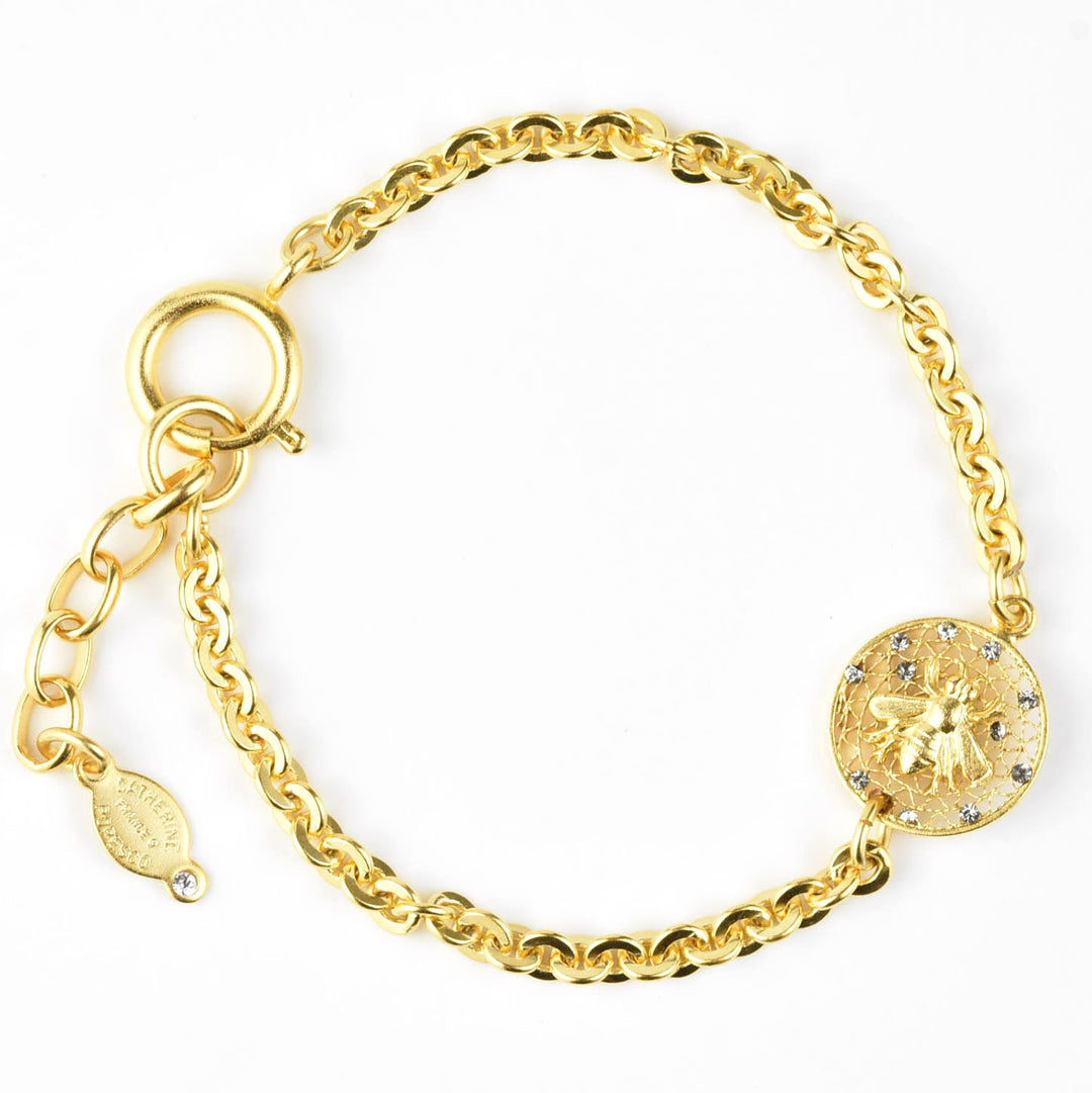 Gold Plated Crystal Bee Bracelet