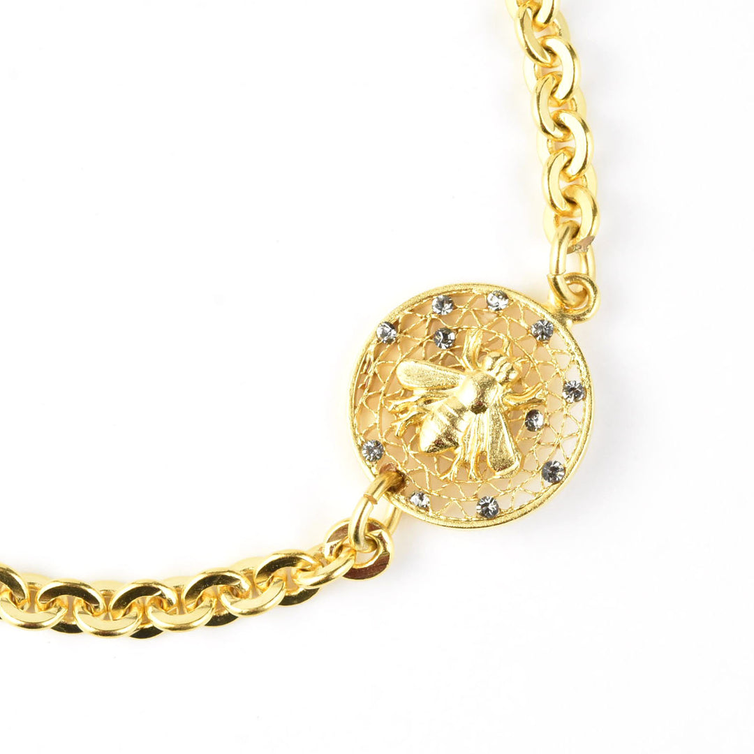 Gold Plated Crystal Bee Bracelet