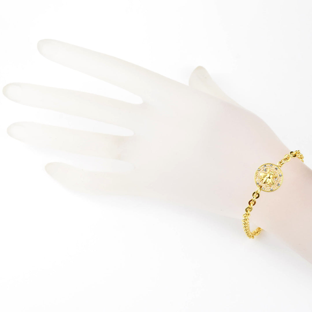 Gold Plated Crystal Bee Bracelet