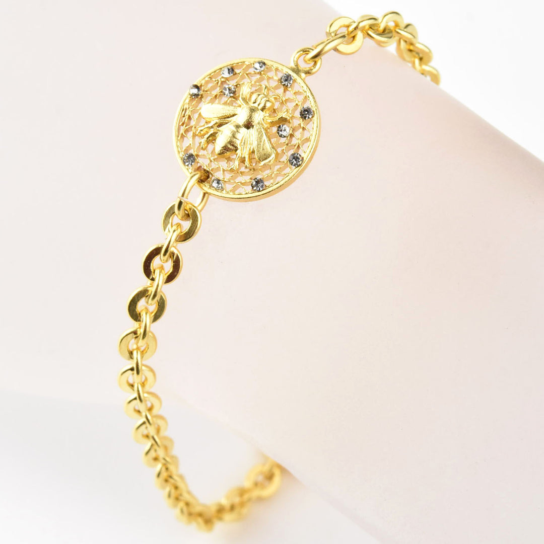 Gold Plated Crystal Bee Bracelet