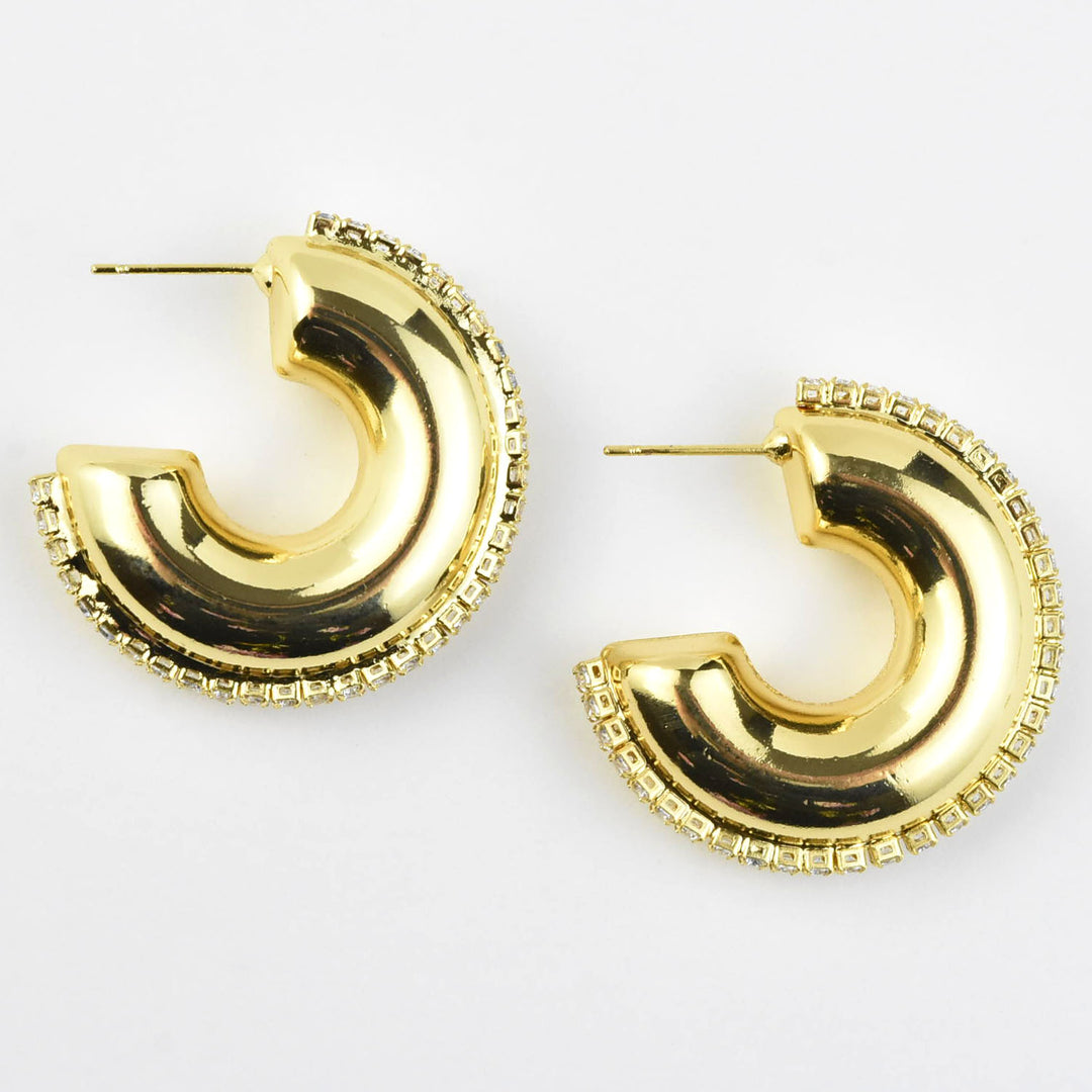 Crystal Stripe Hoops - Goldmakers Fine Jewelry