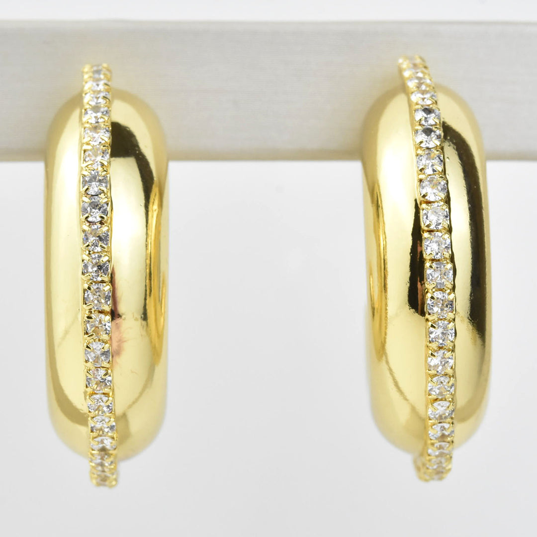 Crystal Stripe Hoops - Goldmakers Fine Jewelry