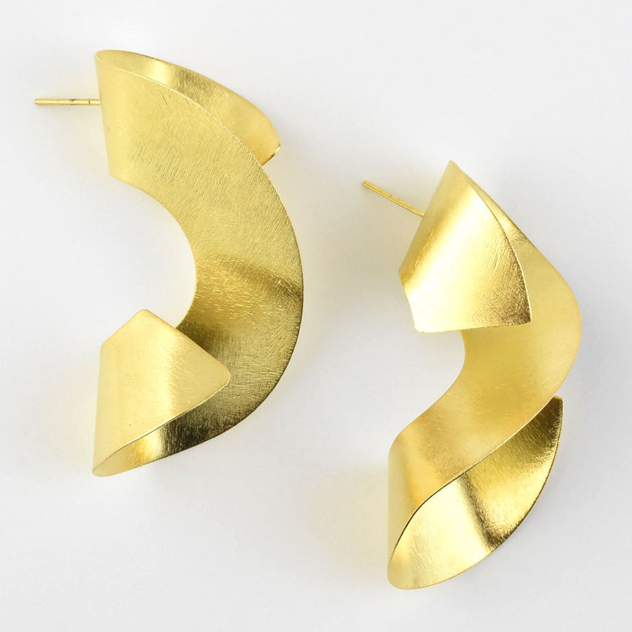 Curled Statement Earrings in Gold Tone - Goldmakers Fine Jewelry