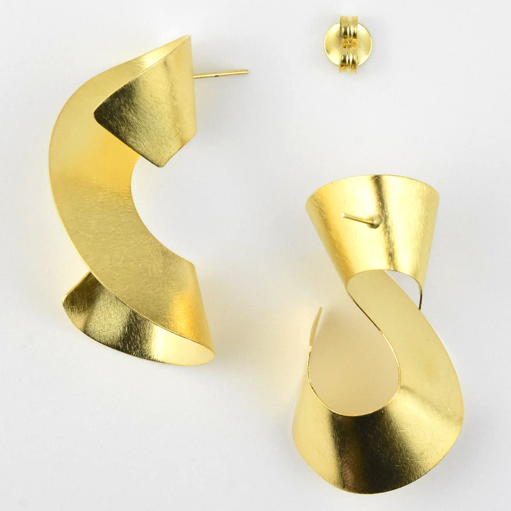 Curled Statement Earrings in Gold Tone - Goldmakers Fine Jewelry