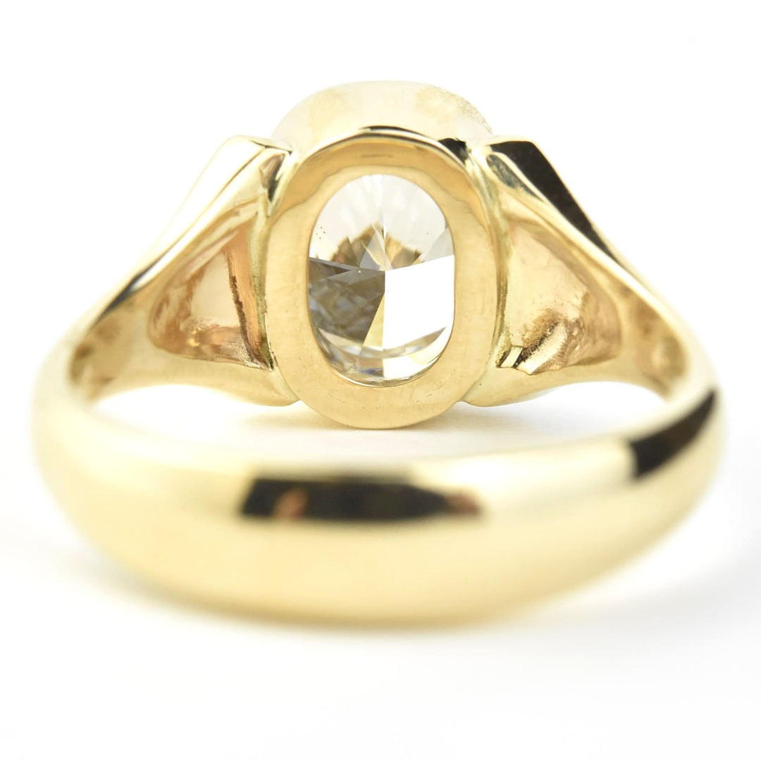 Cushion Cut Diamond, Bezel Set Ring in 14k Yellow Gold - Goldmakers Fine Jewelry