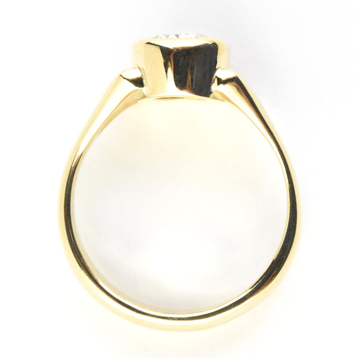 Cushion Cut Diamond, Bezel Set Ring in 14k Yellow Gold - Goldmakers Fine Jewelry