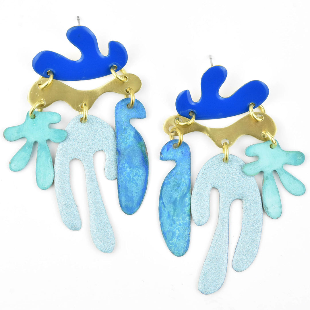 Cutout Earrings MD in Mix Blue
