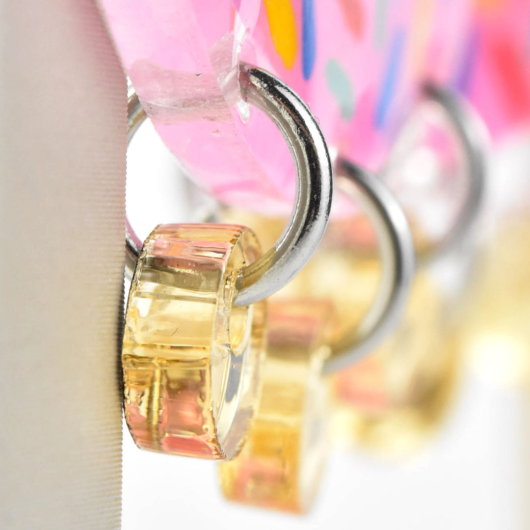 Pink & Gold Donut Earrings with Sprinkles