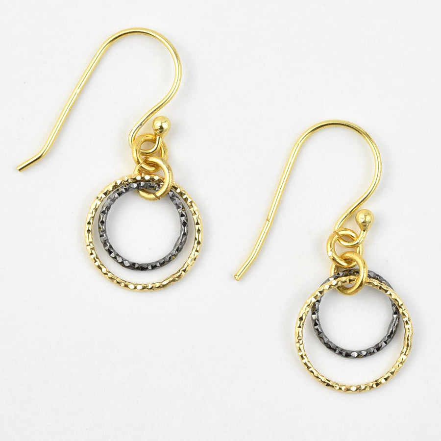 Dainty Two Tone Drop Earrings - Goldmakers Fine Jewelry