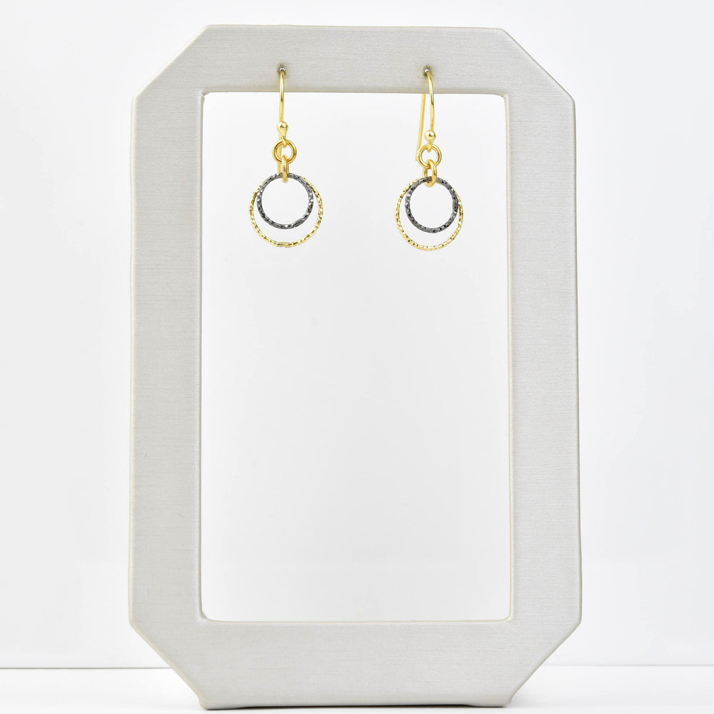 Dainty Two Tone Drop Earrings - Goldmakers Fine Jewelry