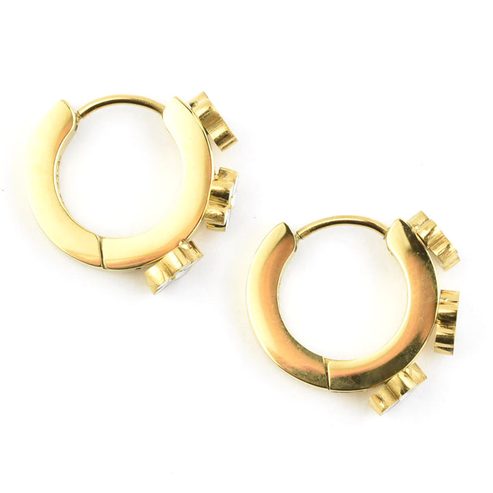 Daisy 3D Huggie Hoops - Goldmakers Fine Jewelry