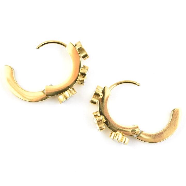 Daisy 3D Huggie Hoops - Goldmakers Fine Jewelry