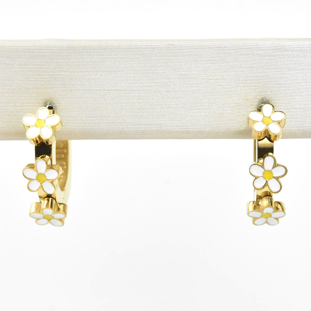 Daisy 3D Huggie Hoops - Goldmakers Fine Jewelry