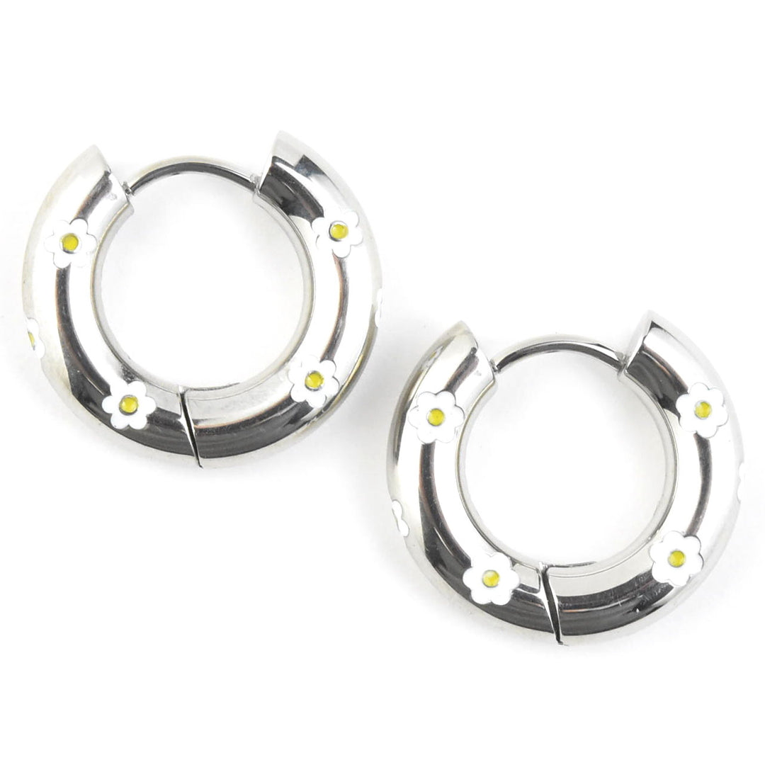 Daisy Chunky Rounded Huggie Hoops - Goldmakers Fine Jewelry