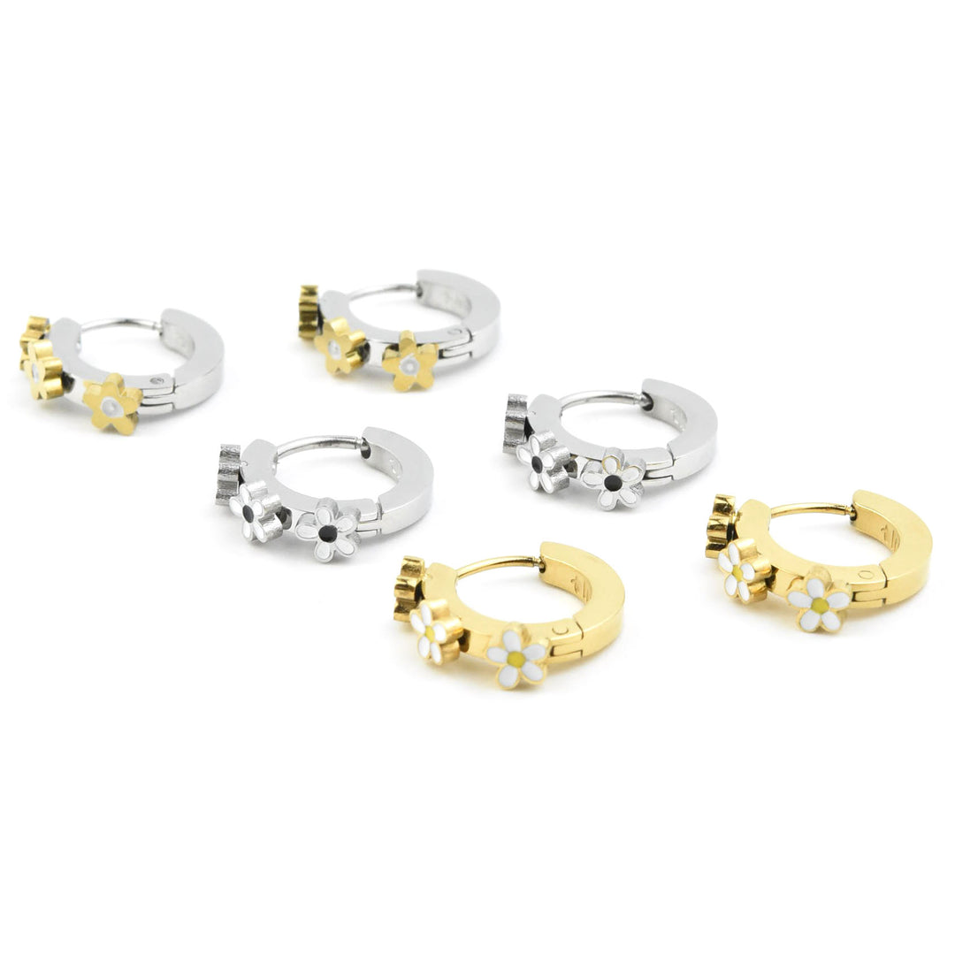 Daisy 3D Huggie Hoops - Goldmakers Fine Jewelry