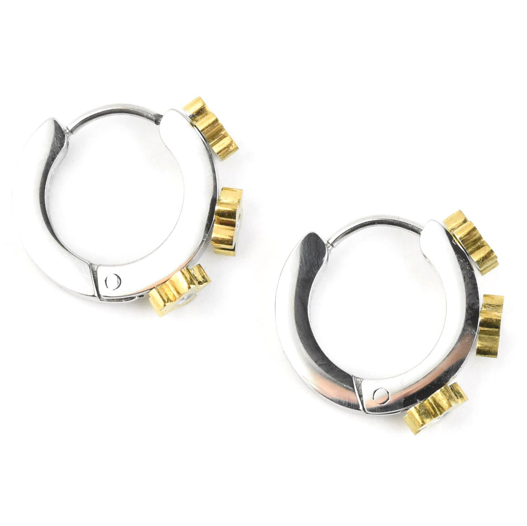 Daisy 3D Huggie Hoops - Goldmakers Fine Jewelry
