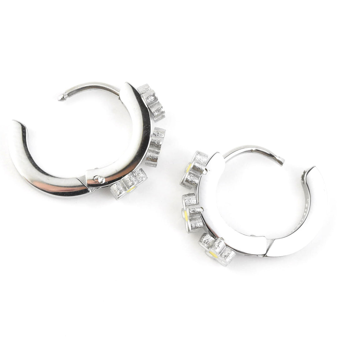 Daisy 3D Huggie Hoops - Goldmakers Fine Jewelry