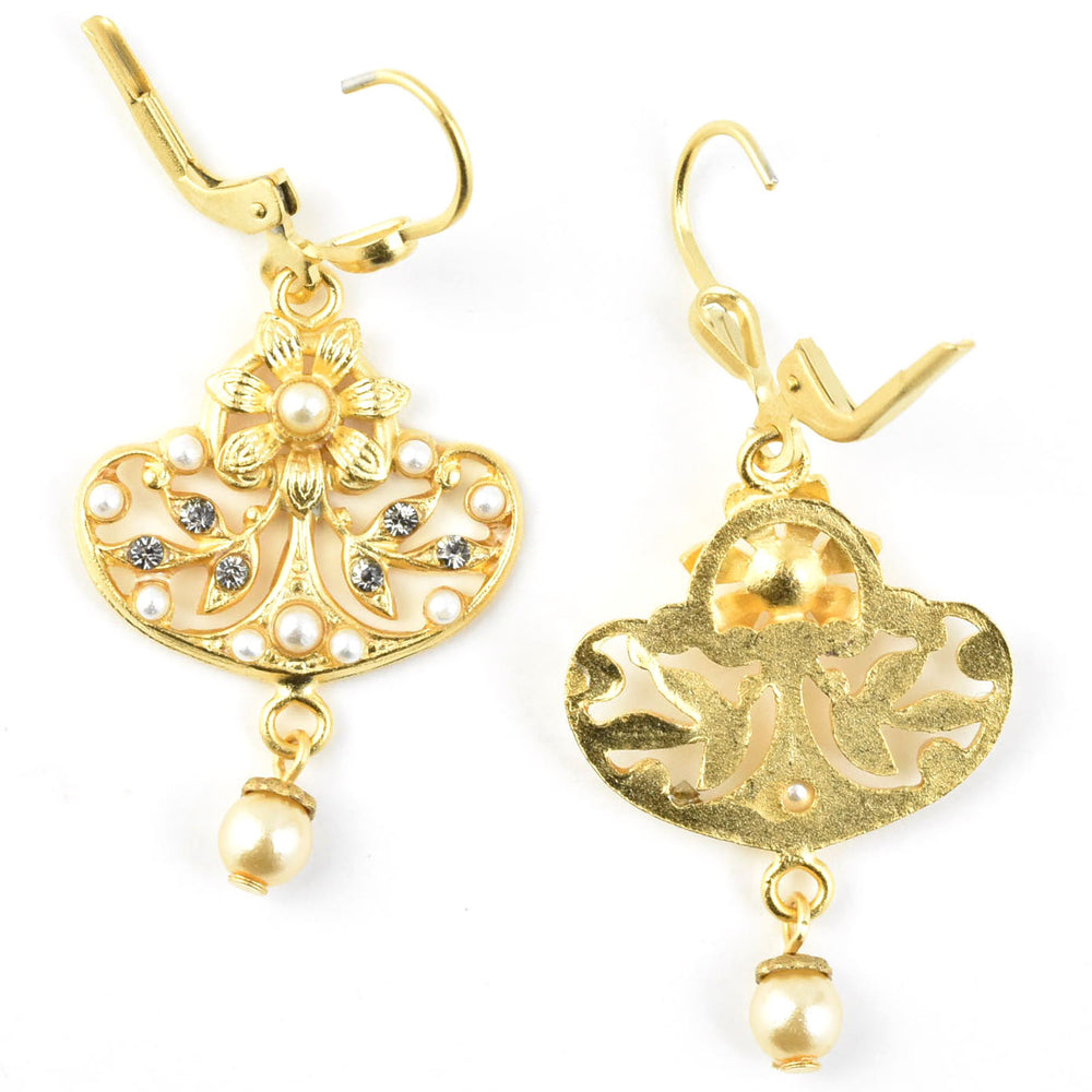 Daisy Fan Earrings with Pearls - Goldmakers Fine Jewelry