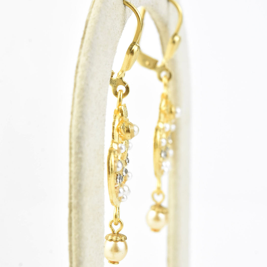 Daisy Fan Earrings with Pearls - Goldmakers Fine Jewelry