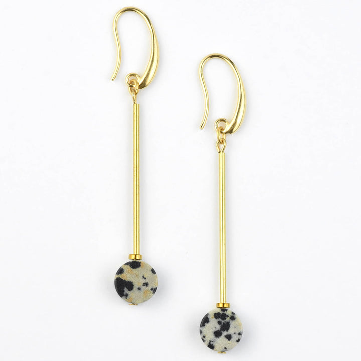 Dalmatian Jasper Drop Earrings - Goldmakers Fine Jewelry