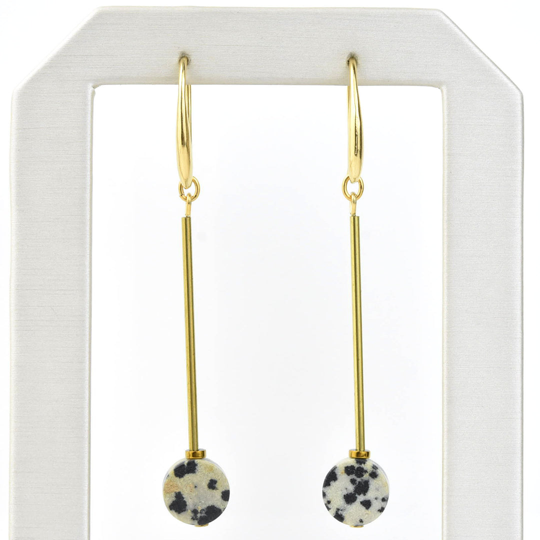 Dalmatian Jasper Drop Earrings - Goldmakers Fine Jewelry