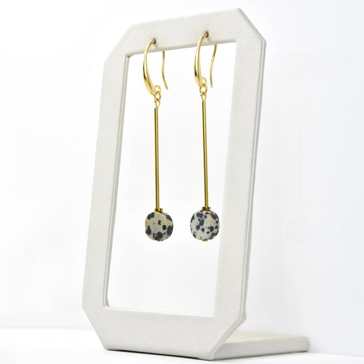 Dalmatian Jasper Drop Earrings - Goldmakers Fine Jewelry