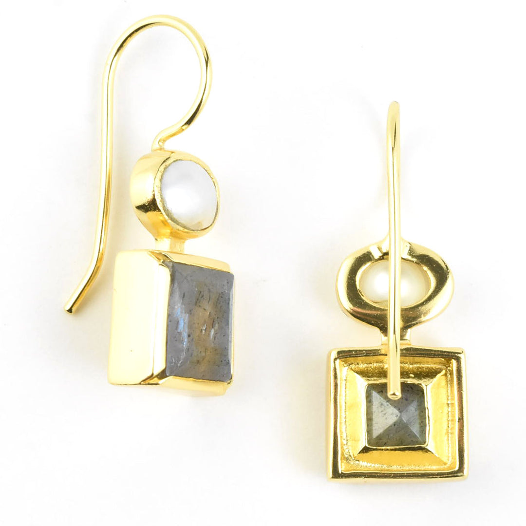 Danae Earrings, Pearl & Labradorite