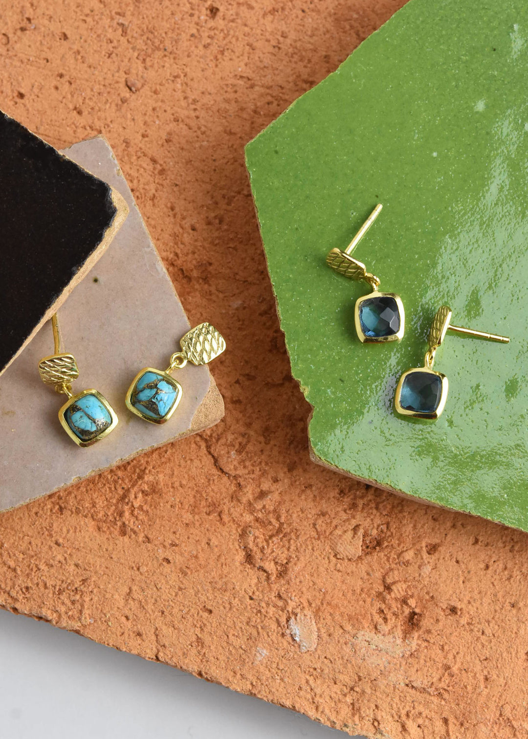 Gold Plated Iolite Dangles - Goldmakers Fine Jewelry