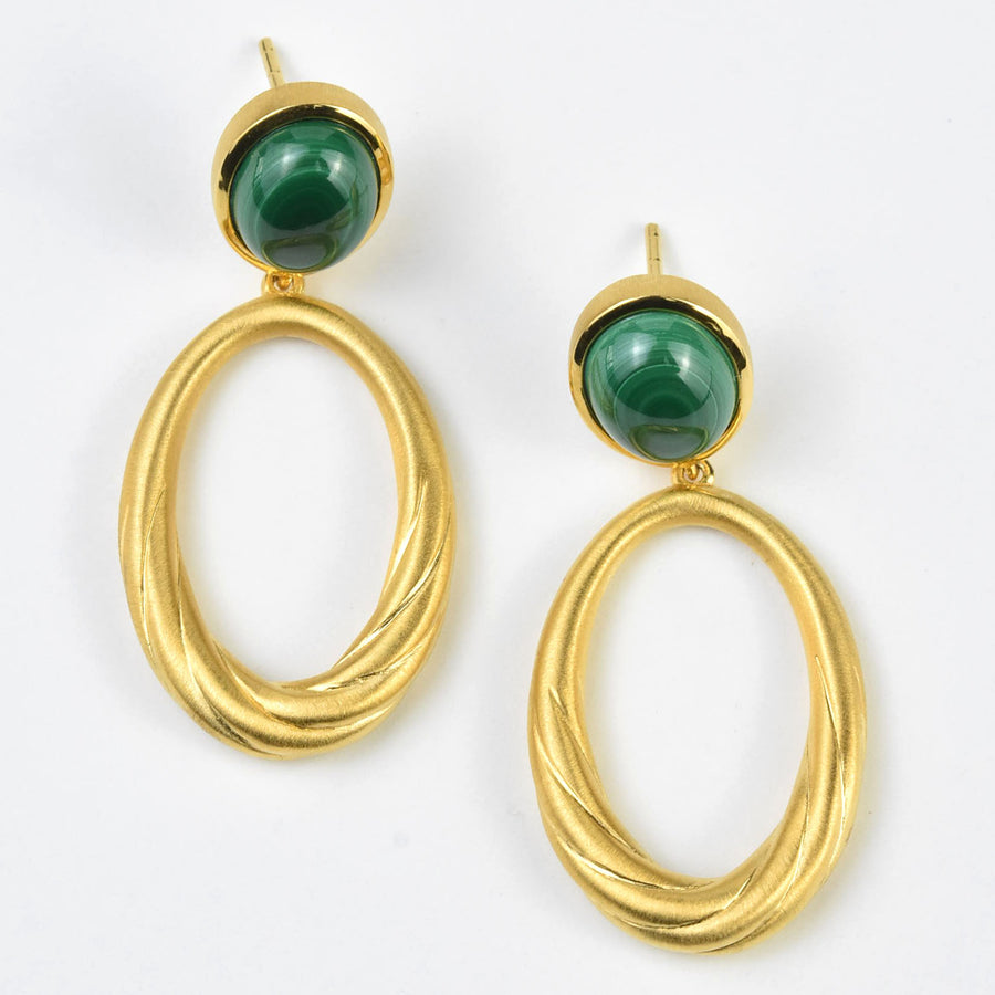 Forme Drop Earrings w/ Malachite - Goldmakers Fine Jewelry
