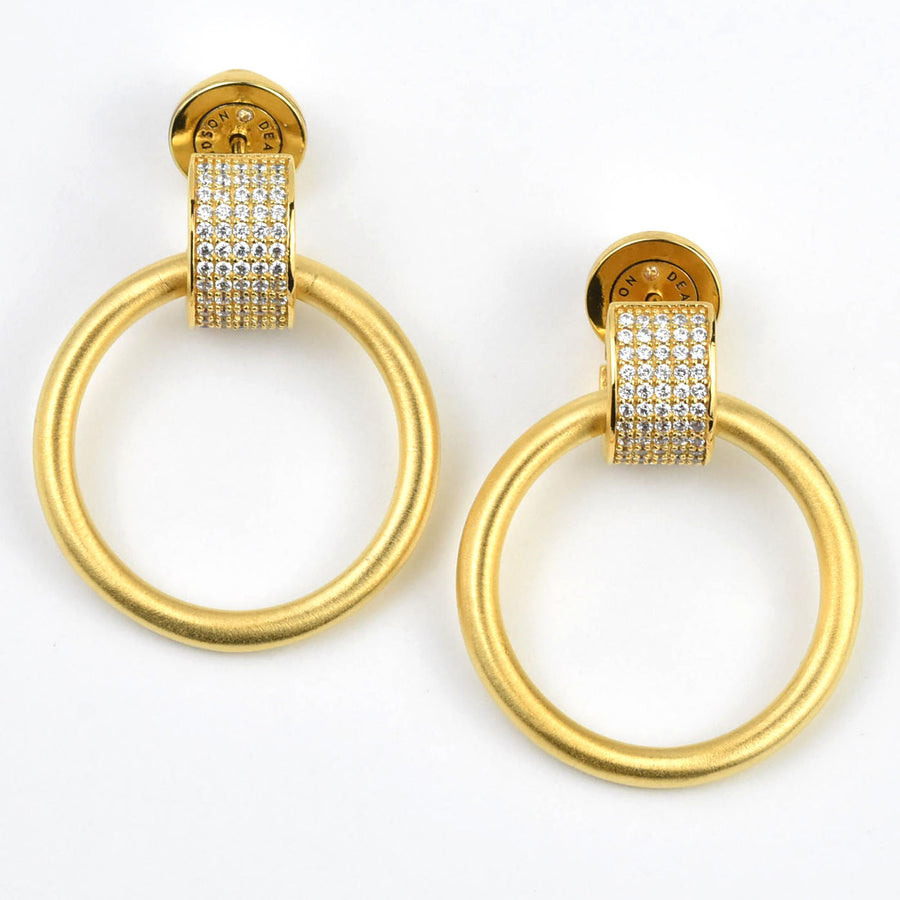 Petit Pave Drop Hoops - Goldmakers Fine Jewelry