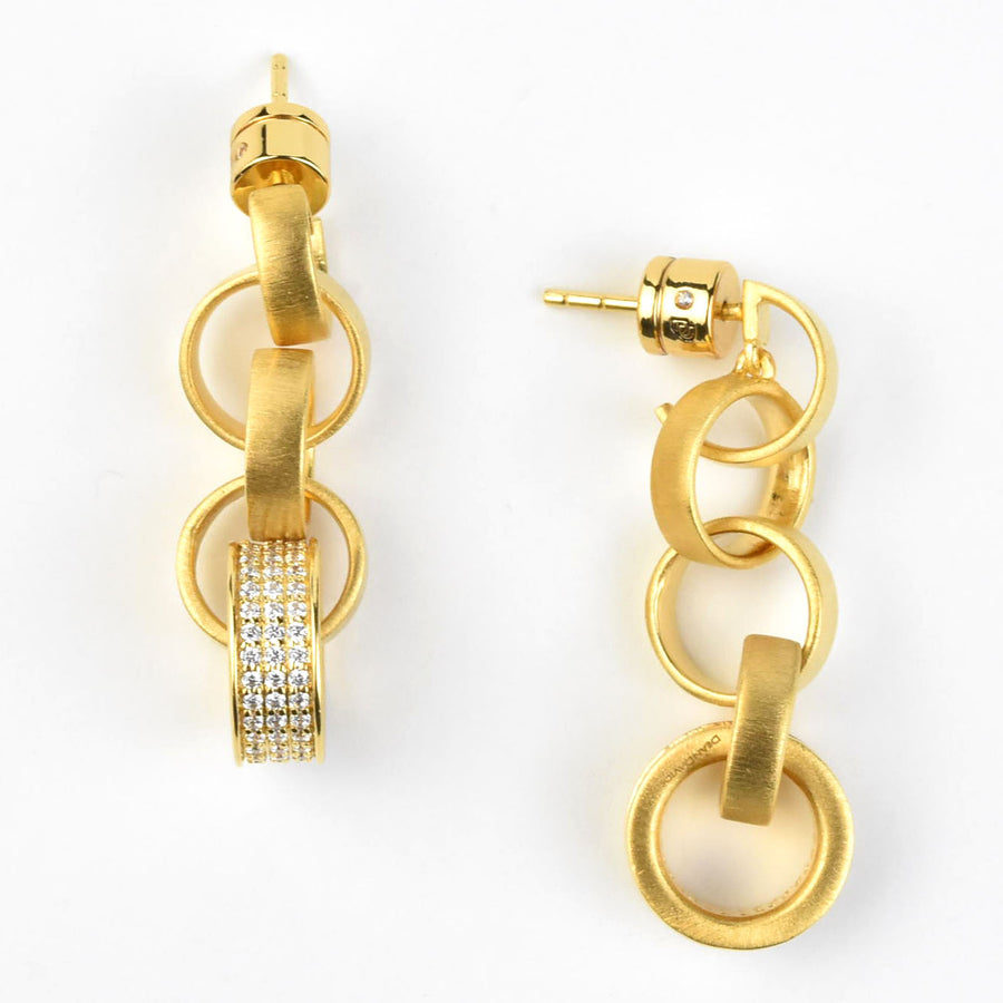 Petit Pave Statement Chain Earrings - Goldmakers Fine Jewelry
