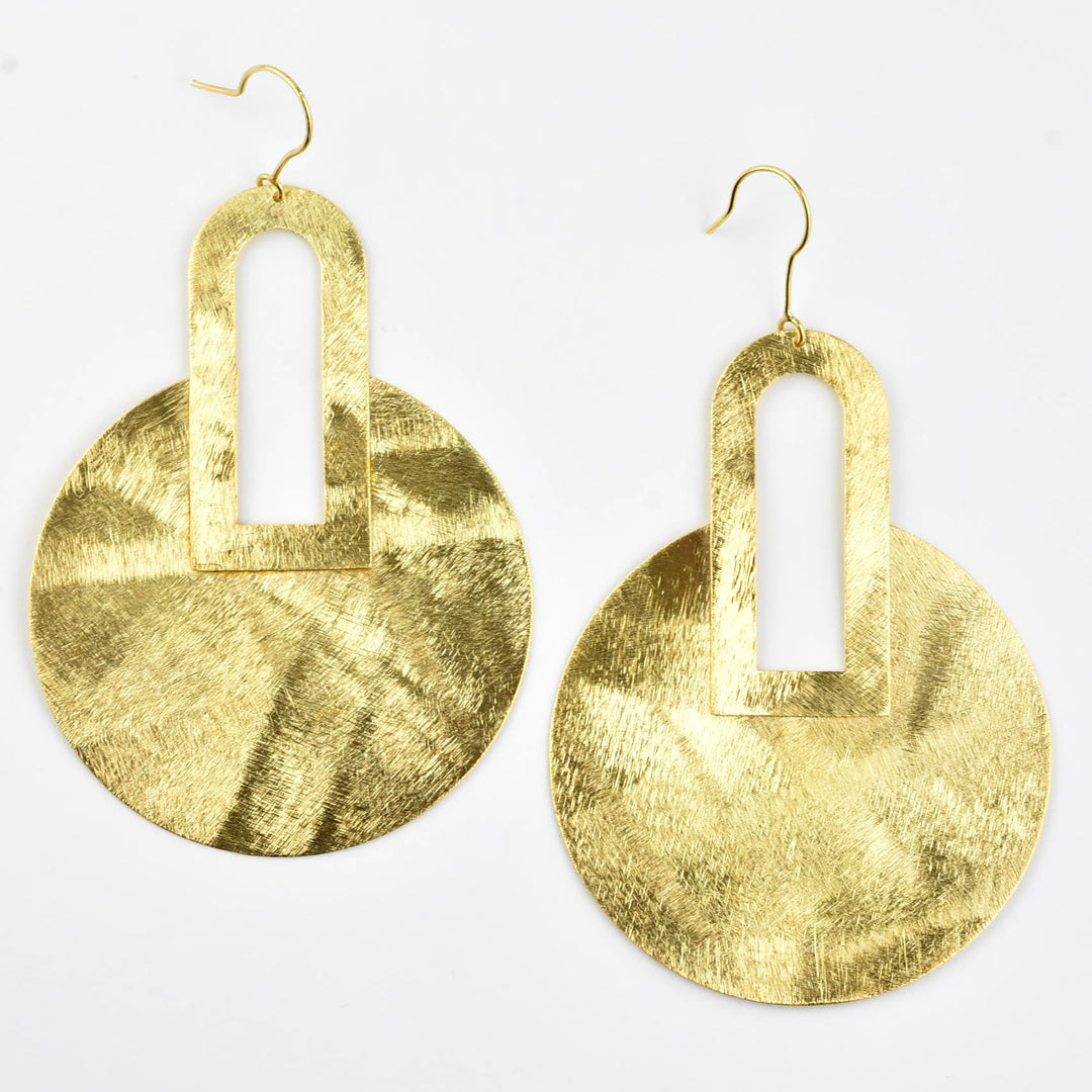 Deco Textured Circle Earring