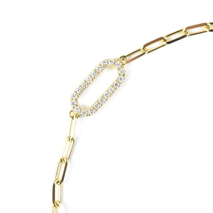 Diamond Paperclip Bracelet in 14k Gold - Goldmakers Fine Jewelry