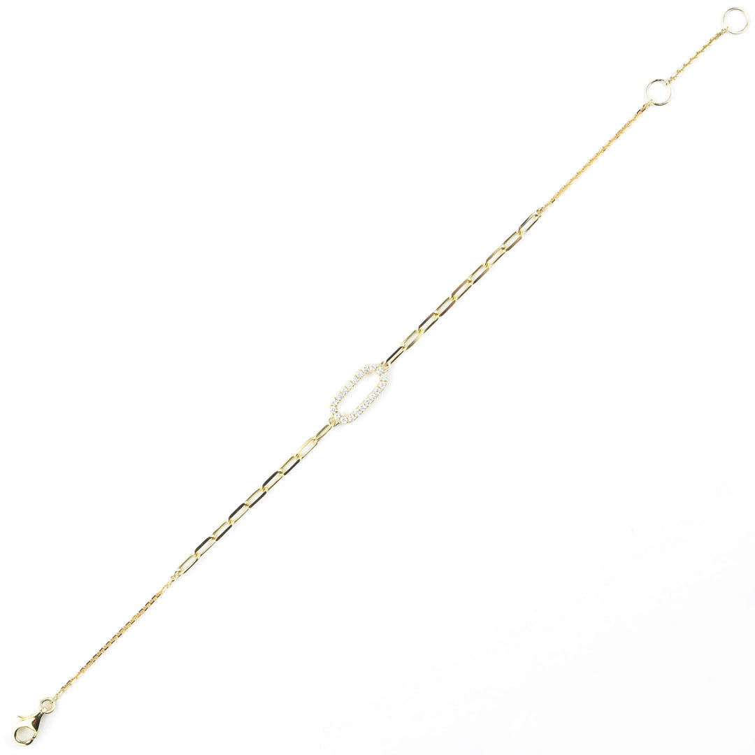 Diamond Paperclip Bracelet in 14k Gold - Goldmakers Fine Jewelry
