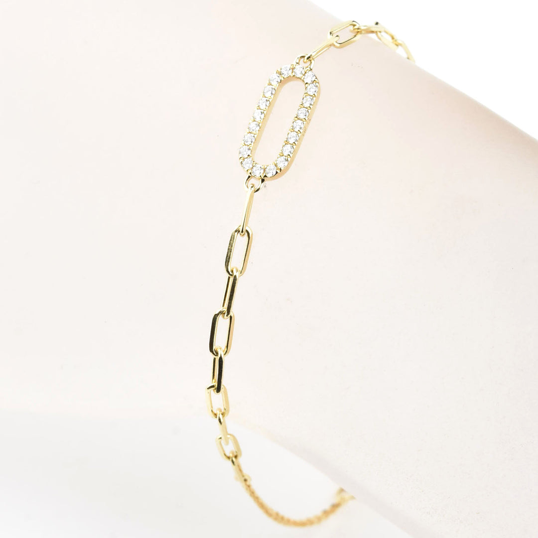Diamond Paperclip Bracelet in 14k Gold - Goldmakers Fine Jewelry