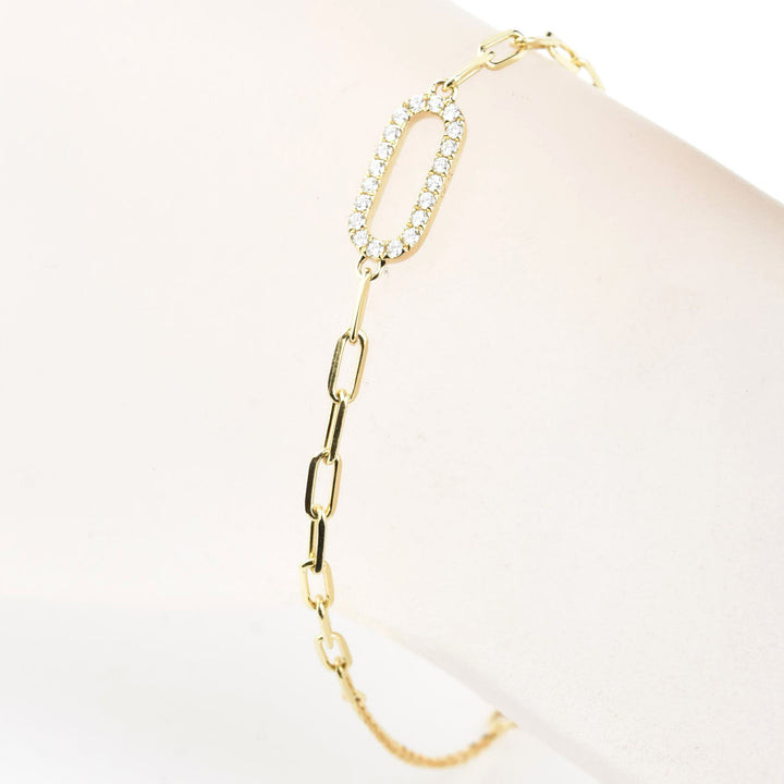 Diamond Paperclip Bracelet in 14k Gold - Goldmakers Fine Jewelry