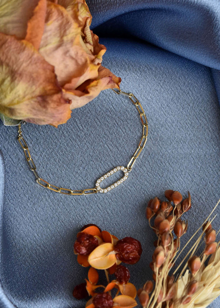 Diamond Paperclip Bracelet in 14k Gold - Goldmakers Fine Jewelry