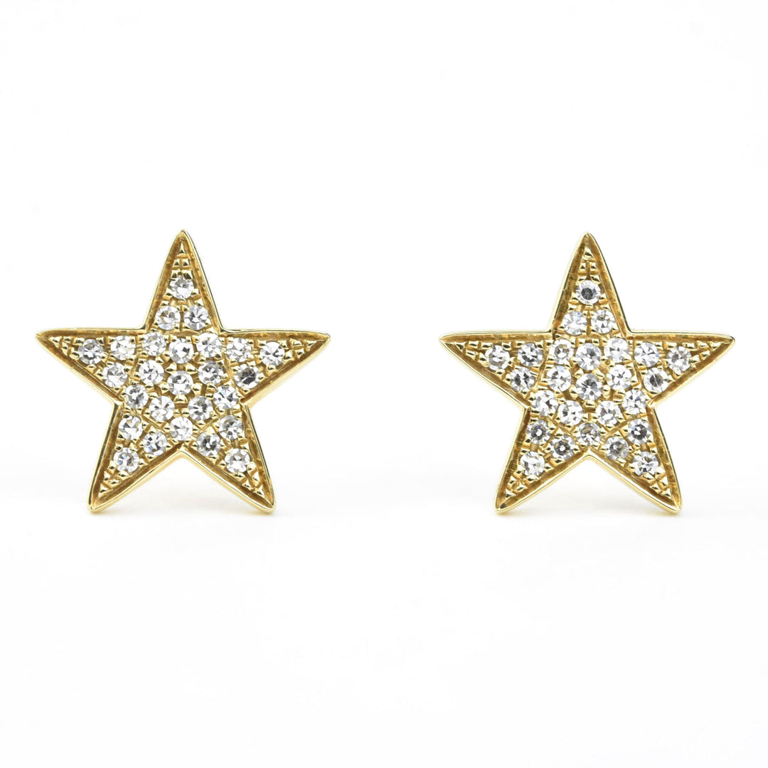 Yellow Gold Diamond Star Earrings