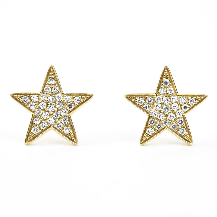 Yellow Gold Diamond Star Earrings
