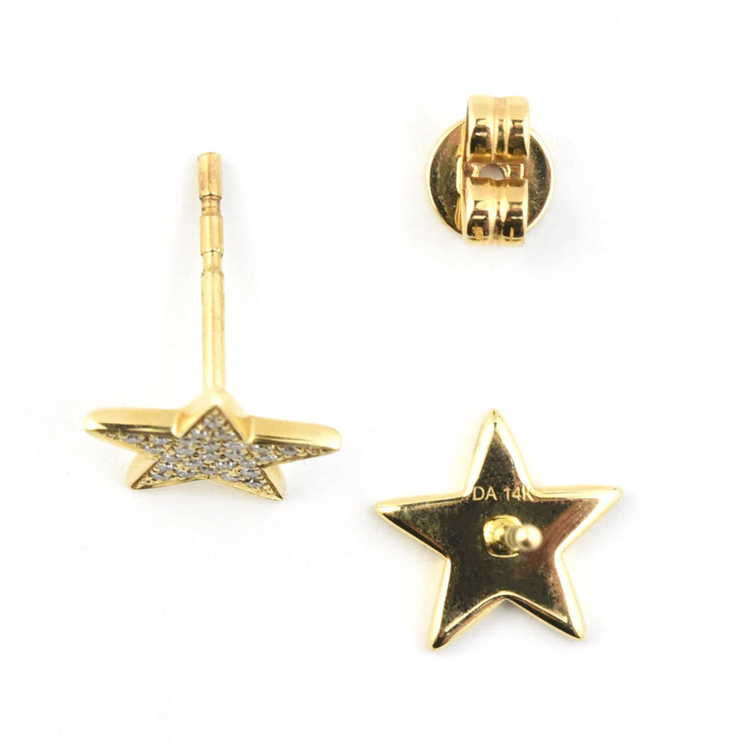 Yellow Gold Diamond Star Earrings